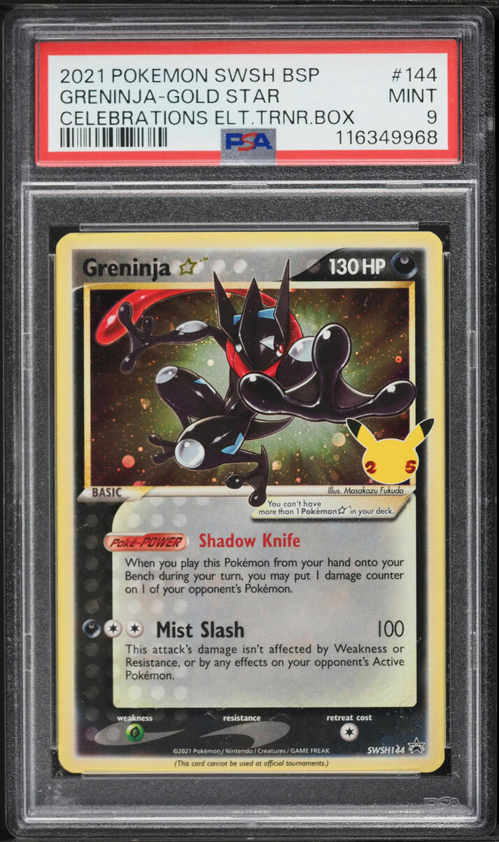 2021 Pokemon Sword & Shield Promo Celebrations ETB Holo Greninja Gold Star #144 PSA 9 MINT
