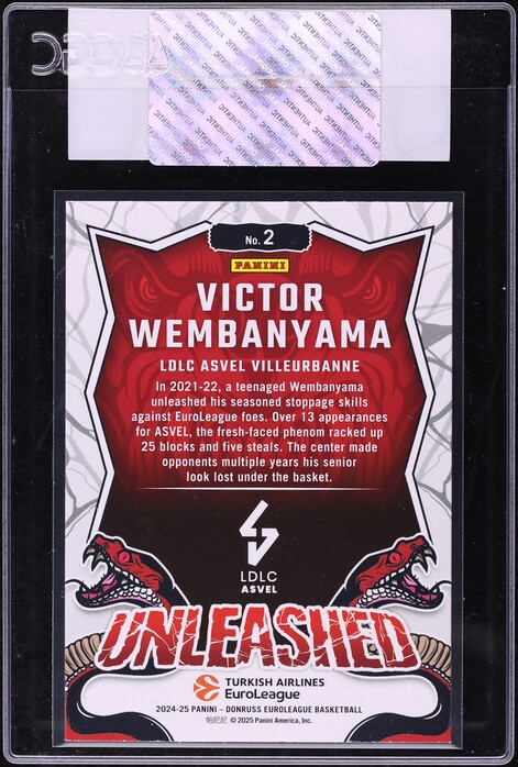 2024 Donruss EuroLeague Unleashed Purple Laser Victor Wembanyama /99 #2 CGC AUTH