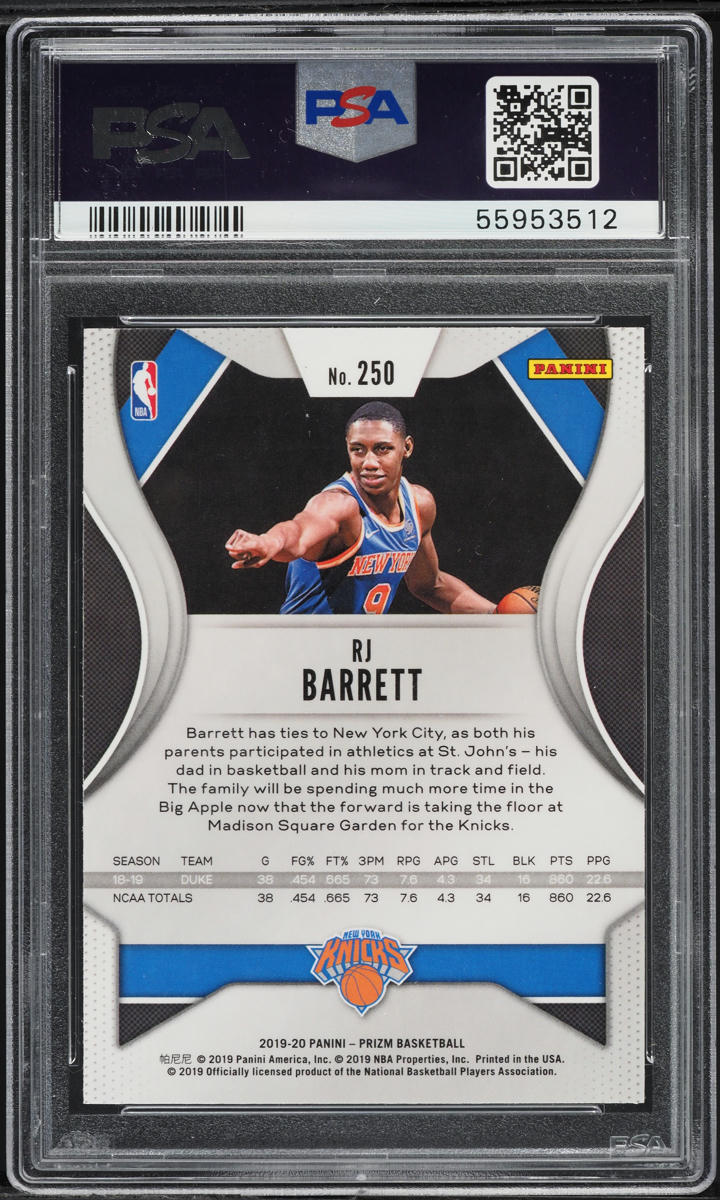 2019 Panini Prizm RJ Barrett ROOKIE #250 PSA 8 NM-MT