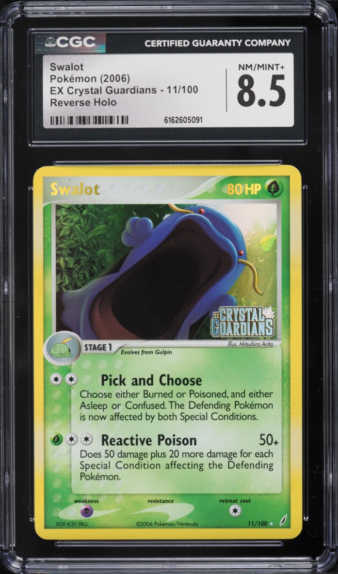 2006 Pokemon EX Crystal Guardians Reverse Holo Swalot #11 CGC 8.5 NM-MT+