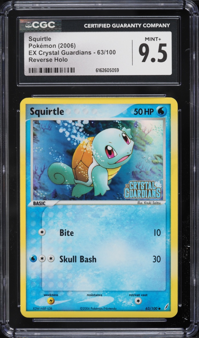 2006 Pokemon EX Crystal Guardians Reverse Holo Squirtle #63 CGC 9.5 MINT+