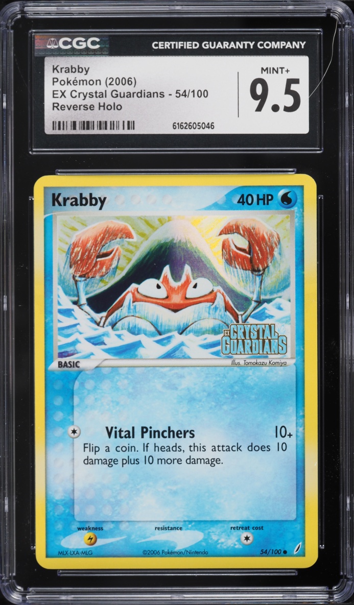 2006 Pokemon EX Crystal Guardians Reverse Holo Krabby #54 CGC 9.5 MINT+