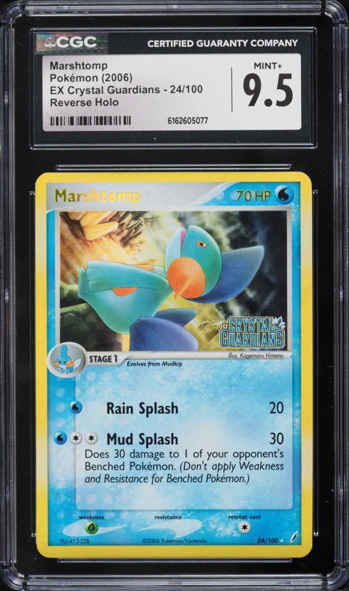 2006 Pokemon EX Crystal Guardians Reverse Holo Marshtomp #24 CGC 9.5 MINT+