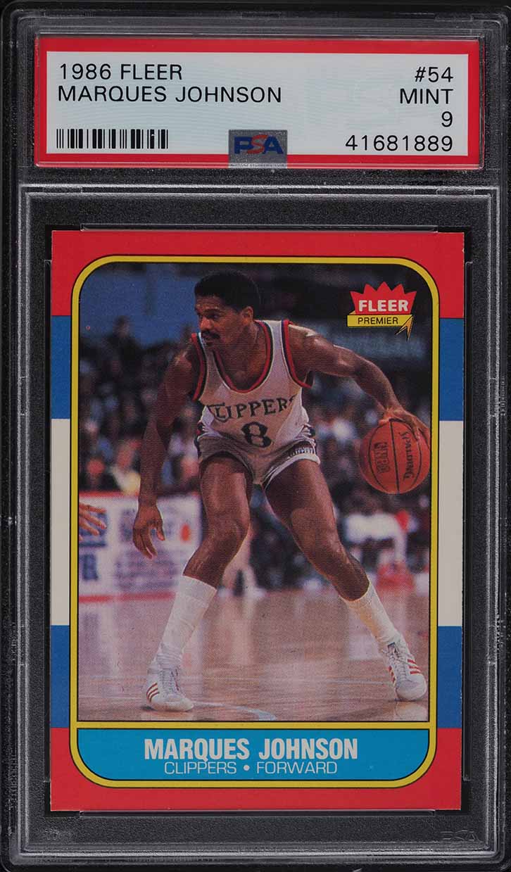 1986 Fleer Basketball Marques Johnson #54 PSA 9 MINT