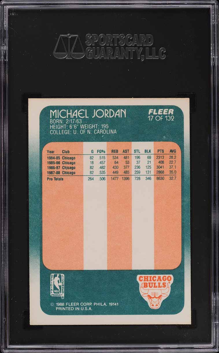 1988 Fleer Basketball Michael Jordan #17 SGC 9.5 MINT+