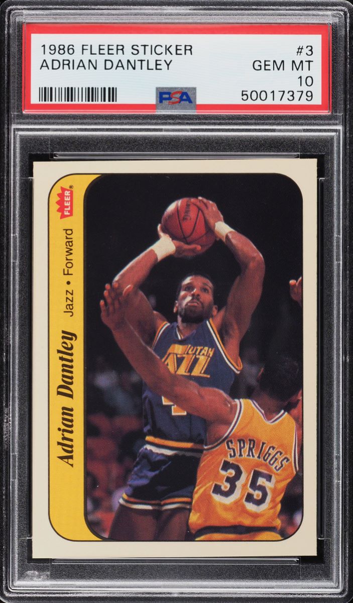 1986 Fleer Sticker Adrian Dantley #3 PSA 10 GEM MINT