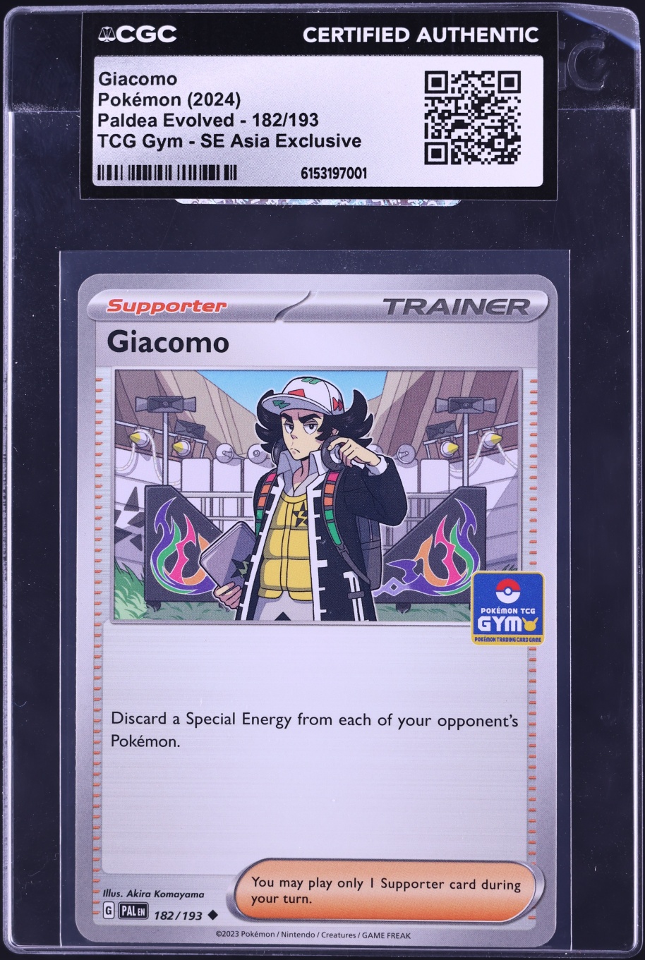 2024 Pokemon Scarlet & Violet Paldea Evolved Gym SE Asia Exclusive Giacomo #182 CGC AUTH