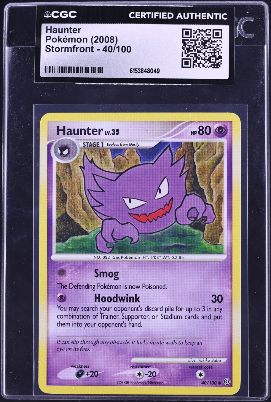 2008 Pokemon Stormfront Haunter #40 CGC AUTH
