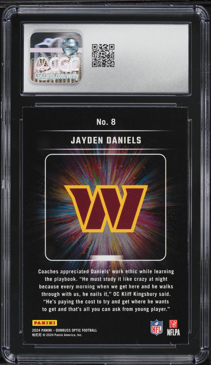 2024 Donruss Optic Light It Up Jayden Daniels ROOKIE #8 CGC 9 MINT