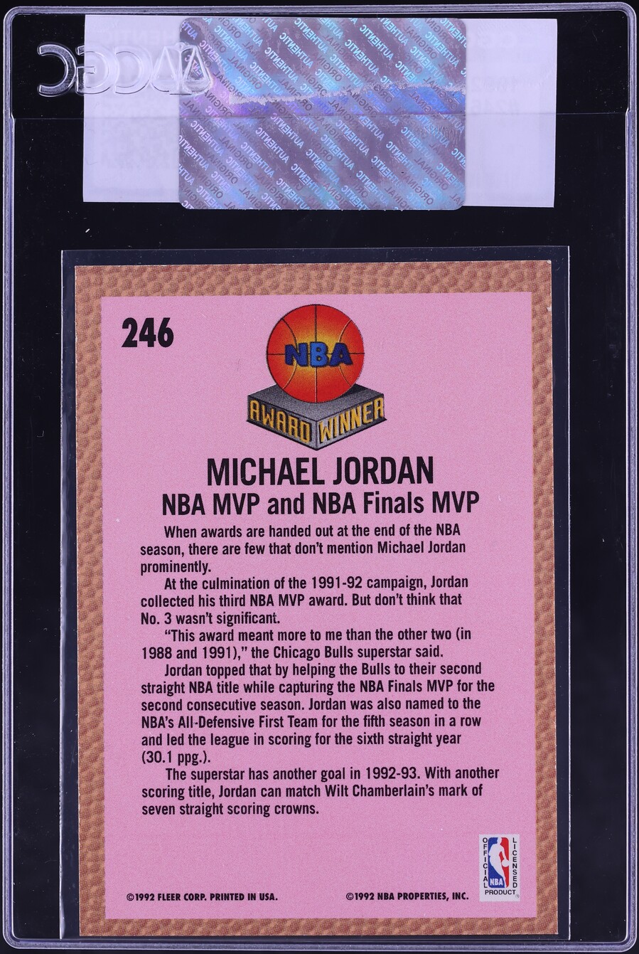 1992 Fleer Basketball Michael Jordan #246 CGC AUTH