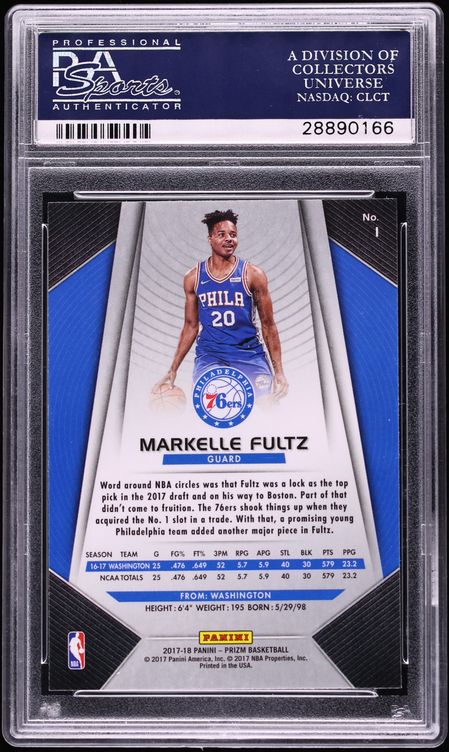 2017 Panini Prizm Markelle Fultz ROOKIE #1 PSA 10 GEM MINT