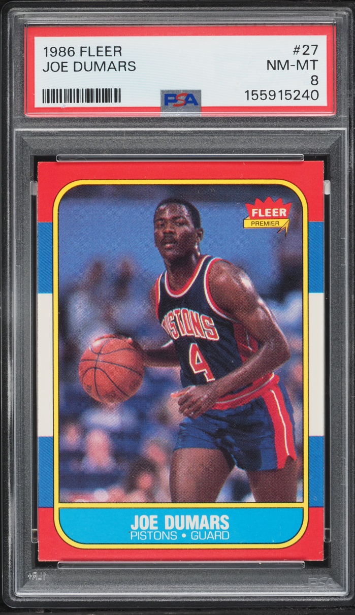 1986 Fleer Basketball Joe Dumars ROOKIE #27 PSA 8 NM-MT
