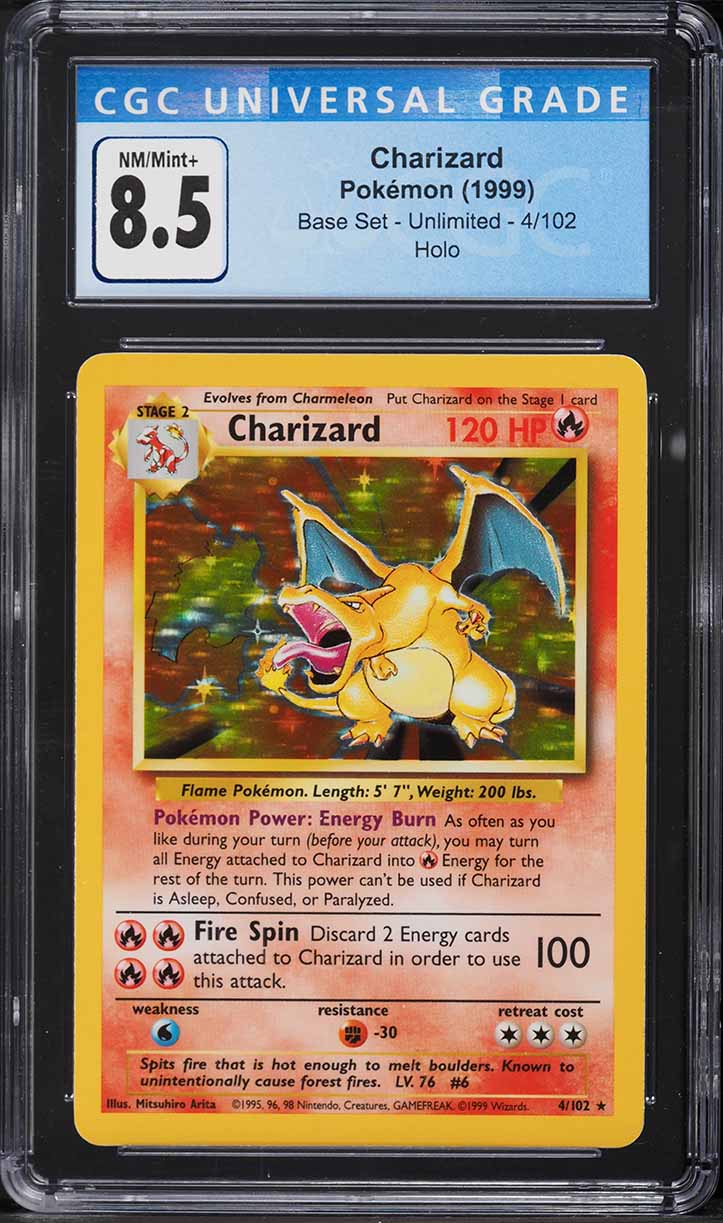 1999 Pokemon Base Set Holo Charizard #4 CGC 8.5 NM-MT+