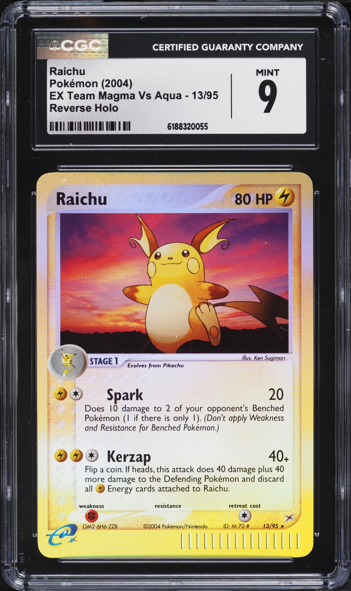 2004 Pokemon EX Team Magma VS Aqua Reverse Holo Raichu #13 CGC 9 MINT