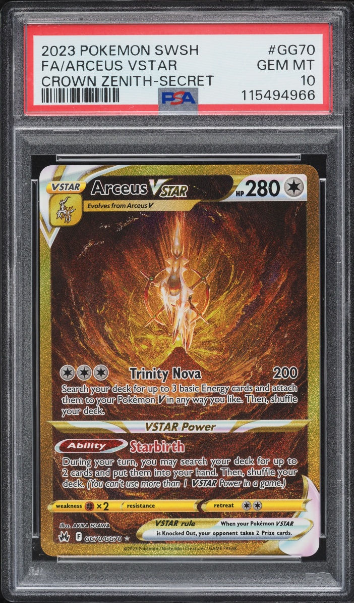 2023 Pokemon Sword & Shield Crown Zenith Gold Rare Arceus VSTAR #GG70 PSA 10 GEM MINT