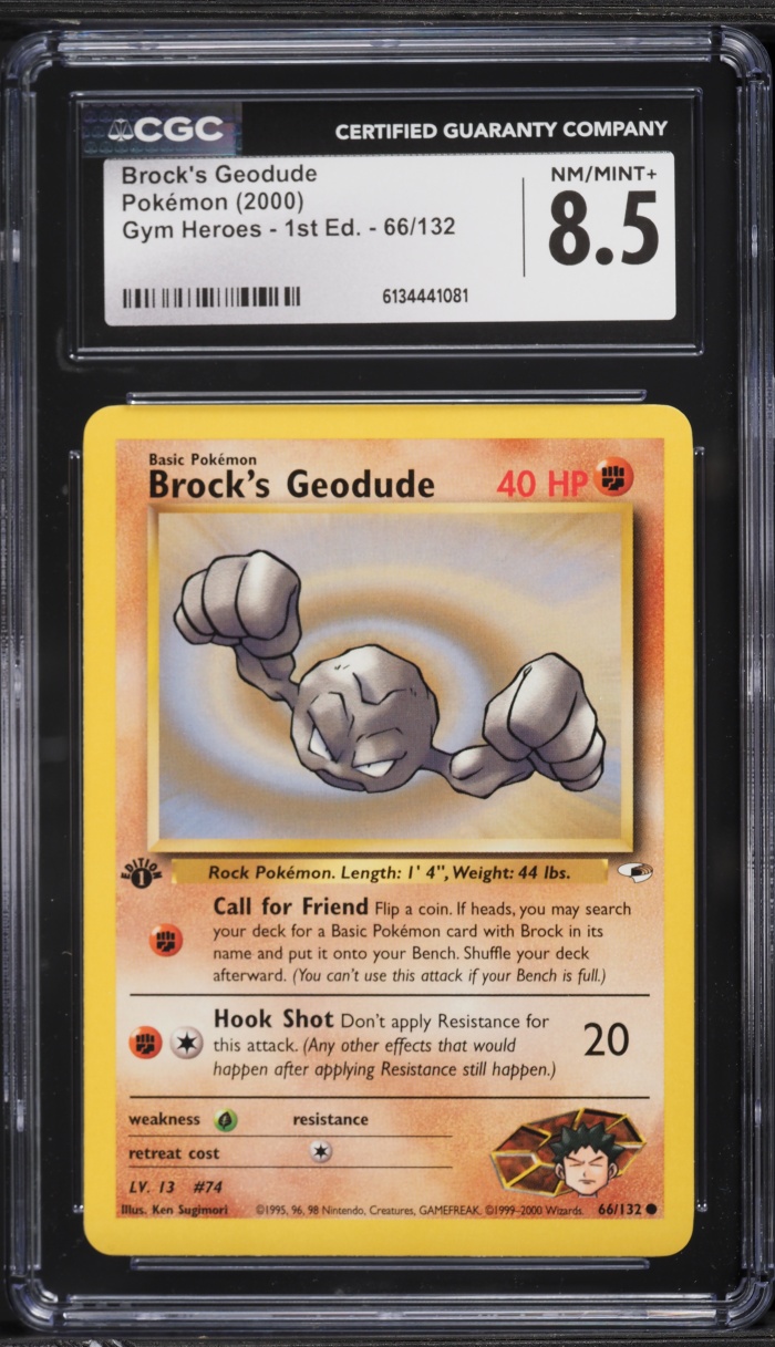 2000 Pokemon Gym Heroes 1st Edition Brock's Geodude #66 CGC 8.5 NM-MT+