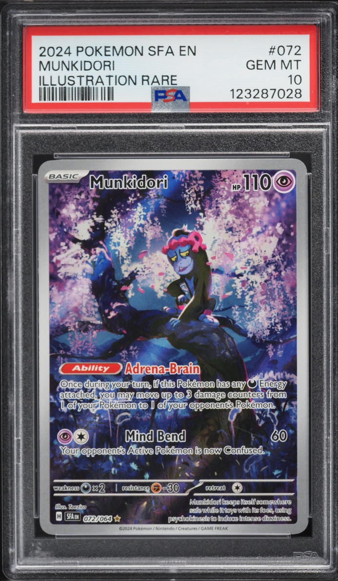 2024 Pokemon Scarlet & Violet Shrouded Fable IR Munkidori #72 PSA 10 GEM MINT