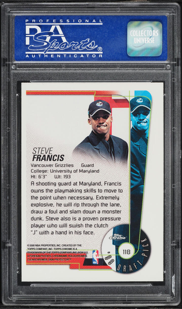 1999 Topps Chrome Steve Francis ROOKIE #118 PSA 9 MINT
