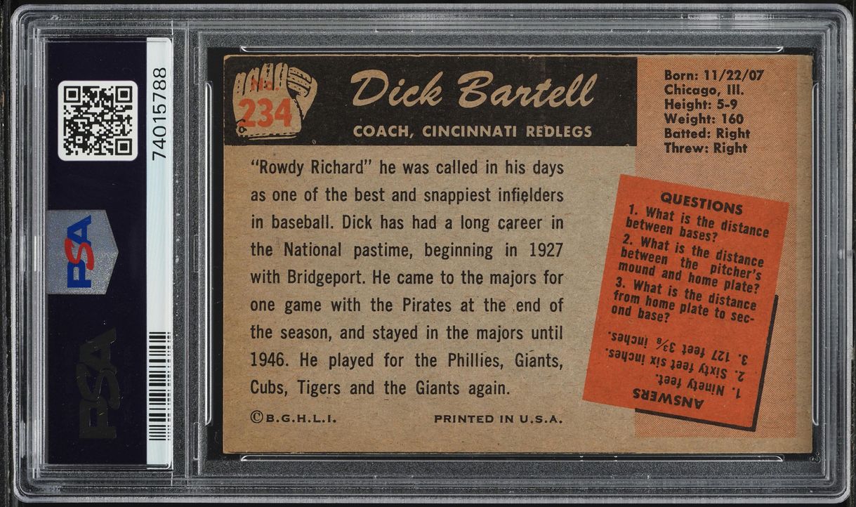 1955 Bowman Dick Bartell #234 PSA 5 EX
