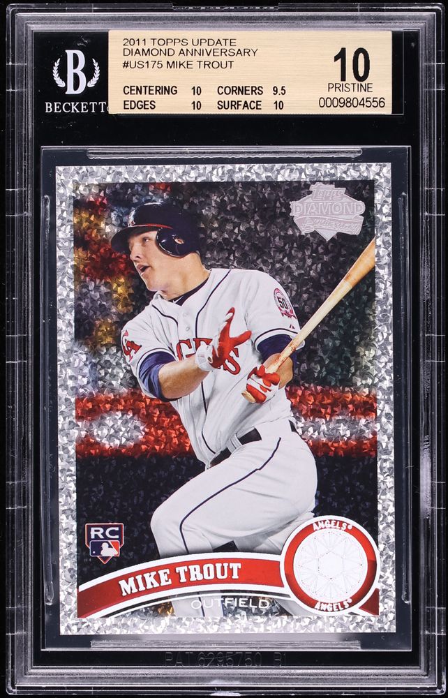 2011 Topps Update Diamond Anniversary Mike Trout ROOKIE #US175 BGS 10 PRISTINE