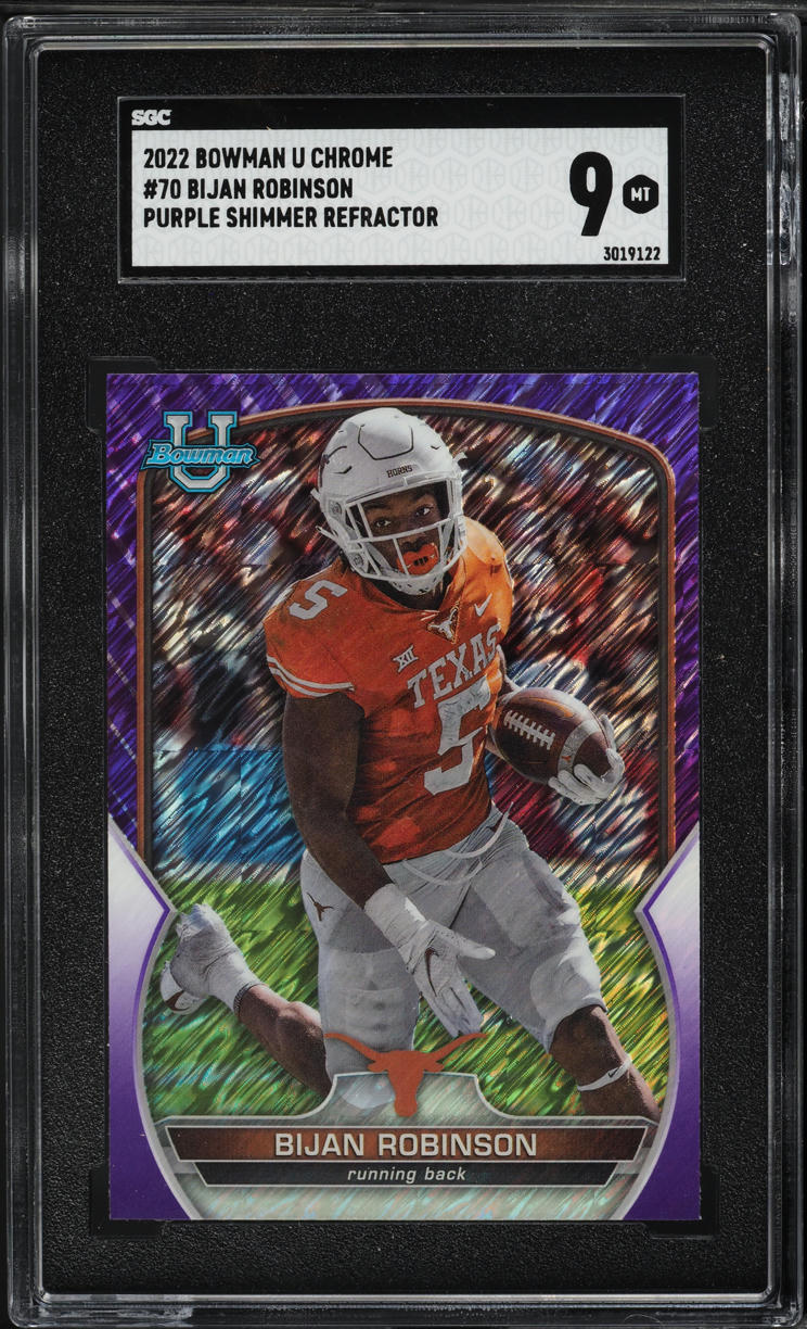 2022 Bowman Chrome University Purple Refractor Bijan Robinson ROOKIE #70 SGC 9