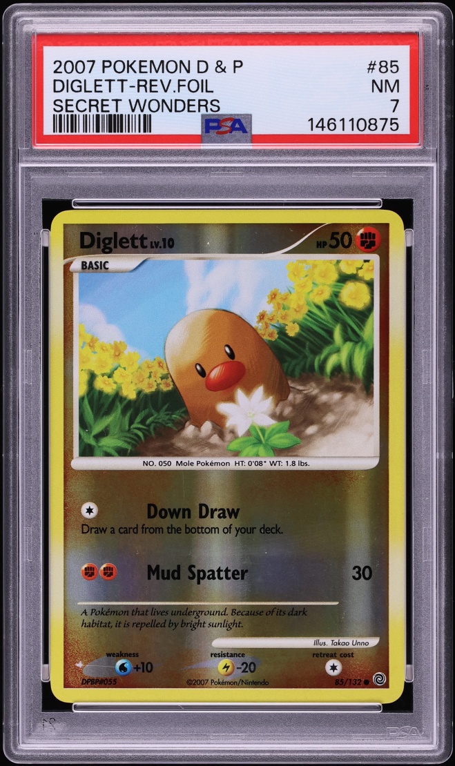 2007 Pokemon Diamond & Pearl Secret Wonders Reverse Holo Diglett #85 PSA 7 NRMT
