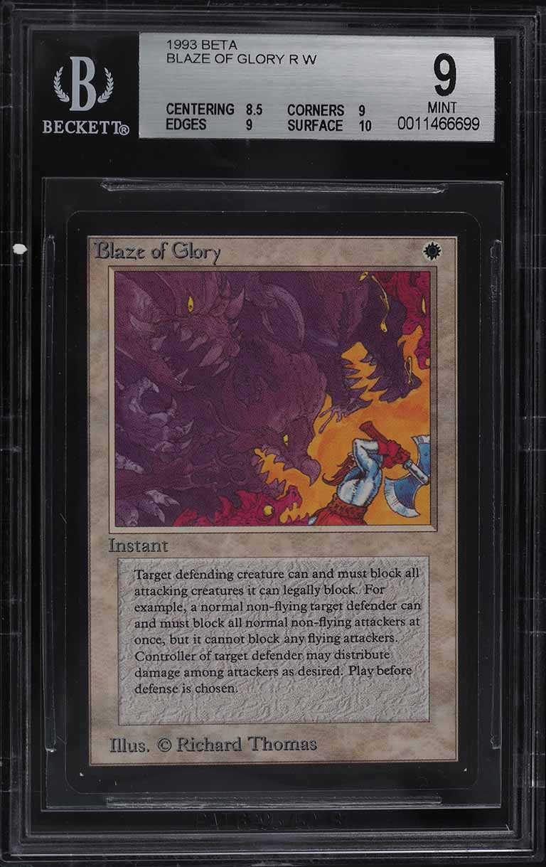 1993 Magic The Gathering MTG Beta Blaze Of Glory PSA 9 MINT on