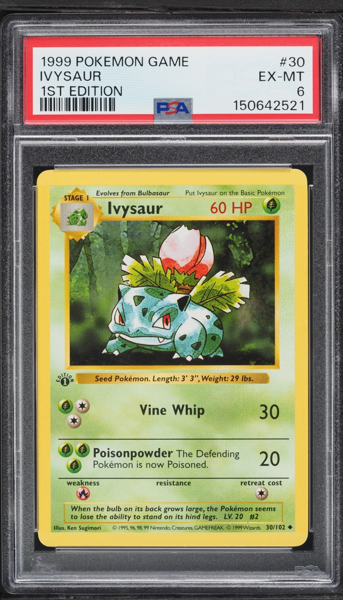 1999 Pokemon Base Set Shadowless 1st Edition Ivysaur #30 PSA 6 EXMT