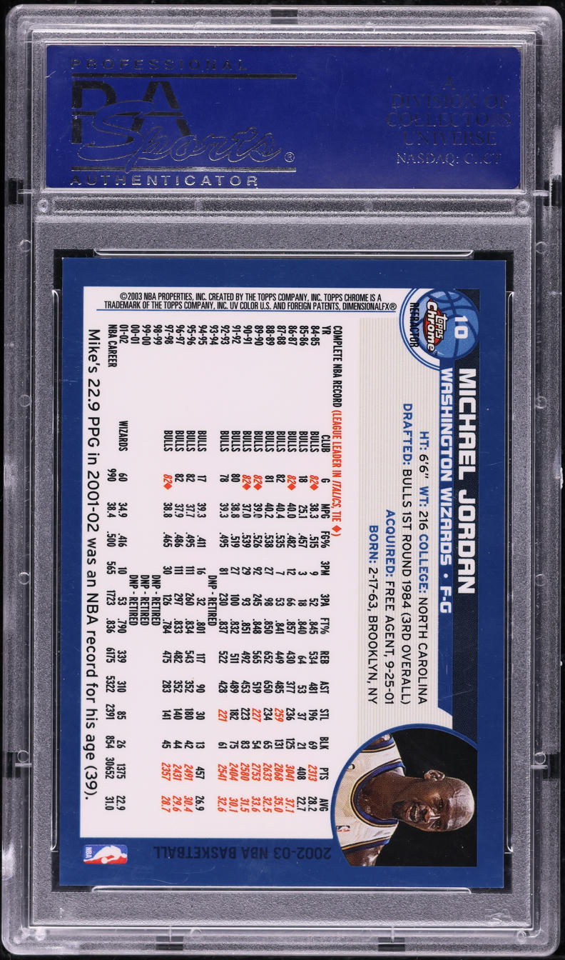 2002 Topps Chrome Refractor Michael Jordan #10 PSA 10 GEM MINT
