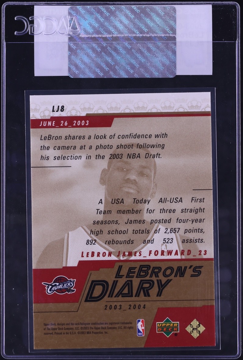 2003 Upper Deck LeBron's Diary LeBron James ROOKIE #LJ8 CGC AUTH