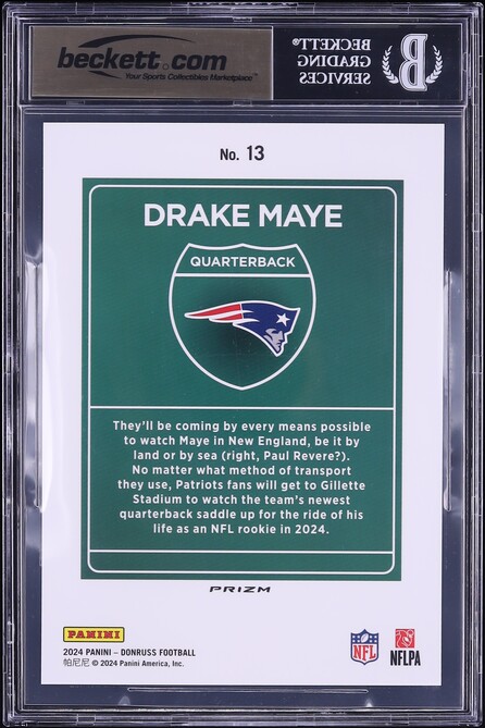 2024 Donruss Downtown! Oversize Drake Maye ROOKIE #13 BGS 9.5 GEM MINT