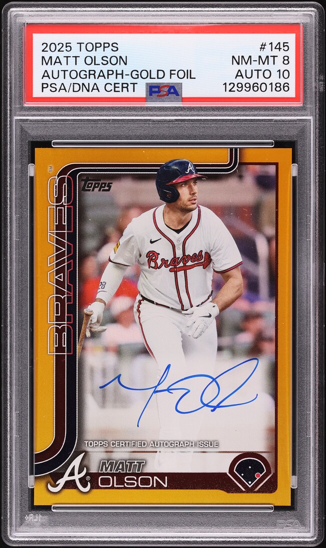 2025 Topps Gold Foil Matt Olson AUTO DNA 10 /50 #145 PSA 8 NM-MT
