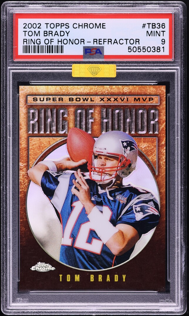 2002 Topps Chrome Ring Of Honor Refractor Tom Brady /100 #TB36 MBA PSA 9 MINT