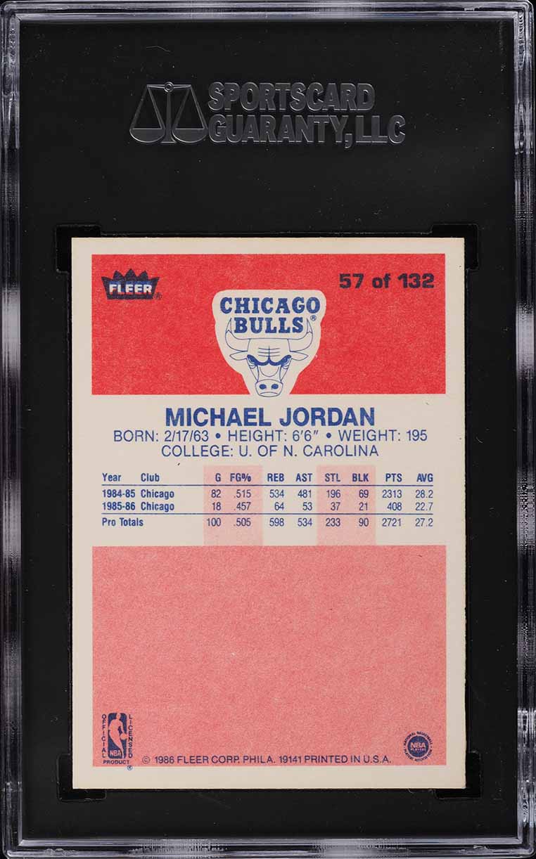 1986 Fleer Basketball Michael Jordan ROOKIE #57 SGC 9 MINT