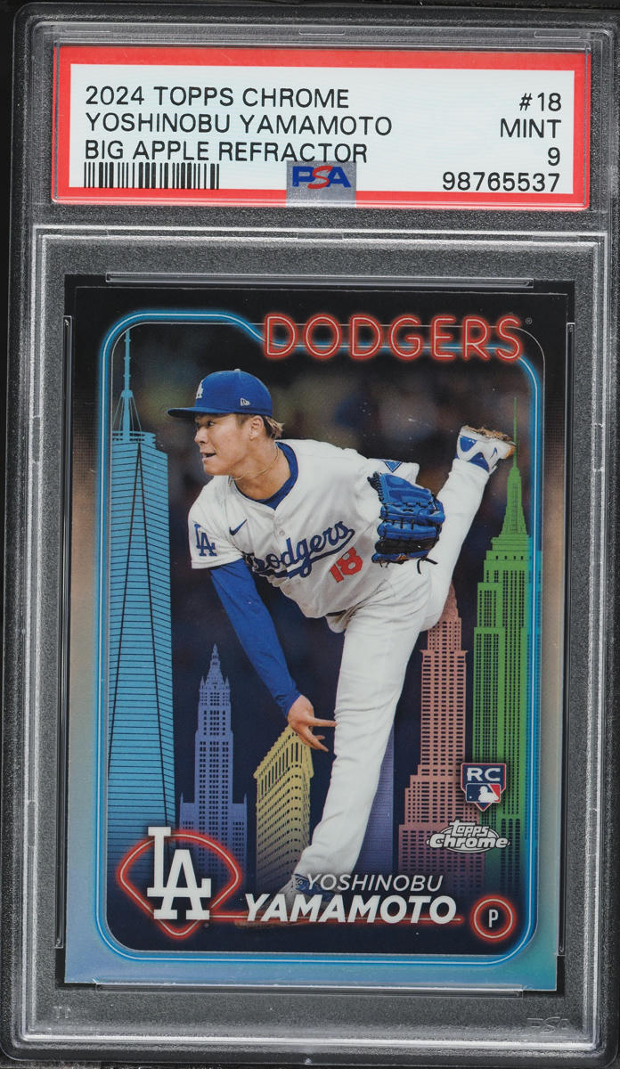 2024 Topps Chrome Big Apple Refractor Yoshinobu Yamamoto ROOKIE #18 PSA 9 MINT