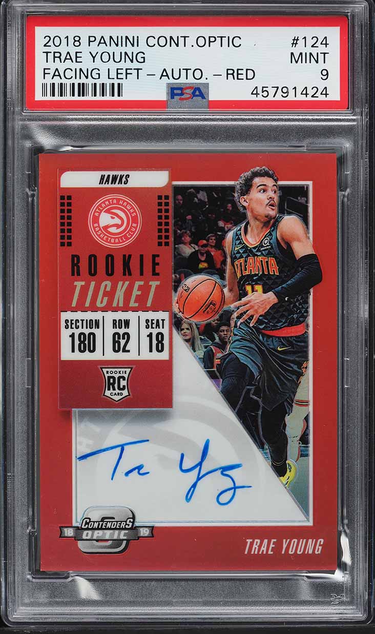 その他 TRAE YOUNG ROOKIE TICKET AUTO HOLO PSA 9 2018 Panini Contenders Optic Red Trae Young ROOKIE AUTO /149