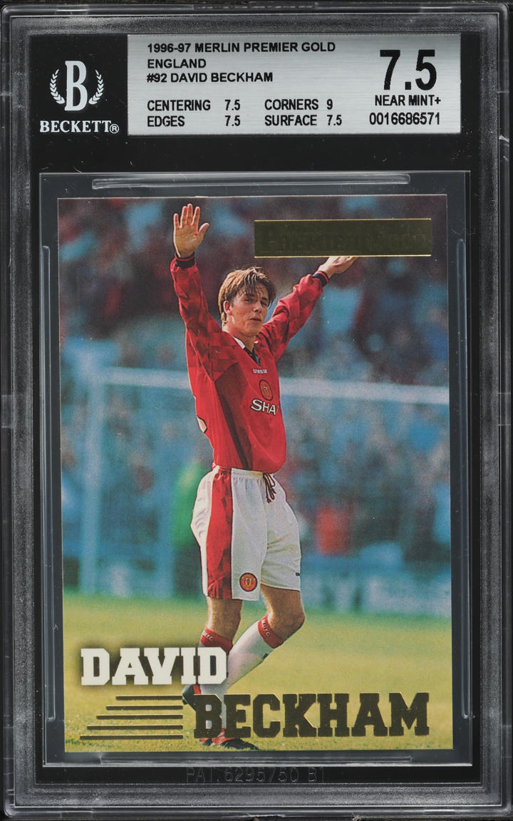 1996 Merlin Premier Gold England David Beckham ROOKIE #92 BGS 7.5 NRMT+ ...