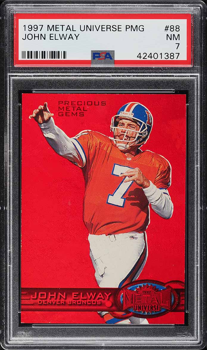 1997 Metal Universe Precious Metal Gems PMG Red John Elway /150 #88 PSA 7 NRMT
