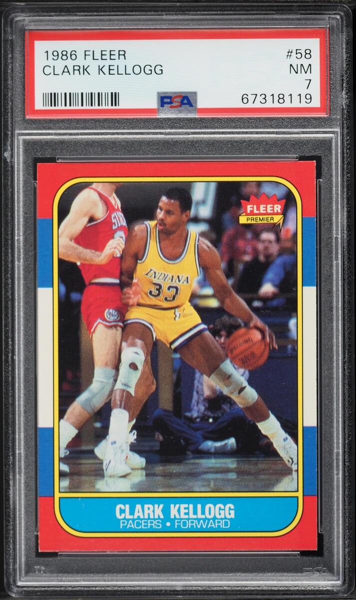 1986 Fleer Basketball Clark Kellogg #58 PSA 7 NRMT