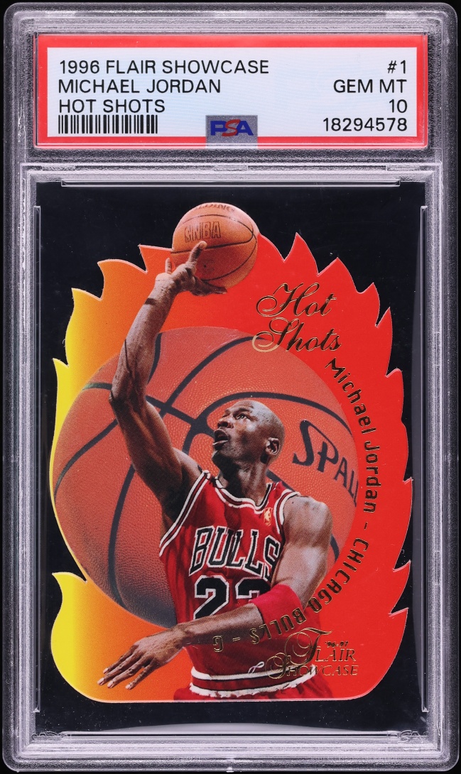 1996 Flair Showcase Hot Shots Die-Cut Michael Jordan #1 PSA 10 GEM MINT