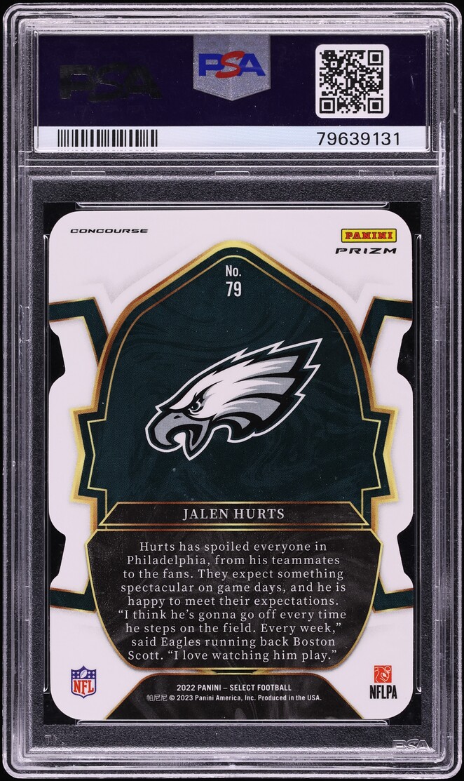 2022 Select Concourse Die-Cut Zebra Prizm Jalen Hurts #79 PSA 10 GEM MINT