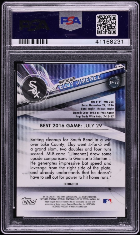 2017 Bowman's Best Atomic Refractor Eloy Jimenez PROSPECT #TP-22 PSA 10 GEM MINT