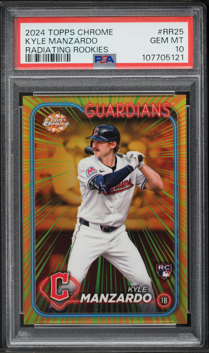 2024 Topps Chrome Update Radiating Kyle Manzardo ROOKIE #RR25 PSA 10 GEM MINT