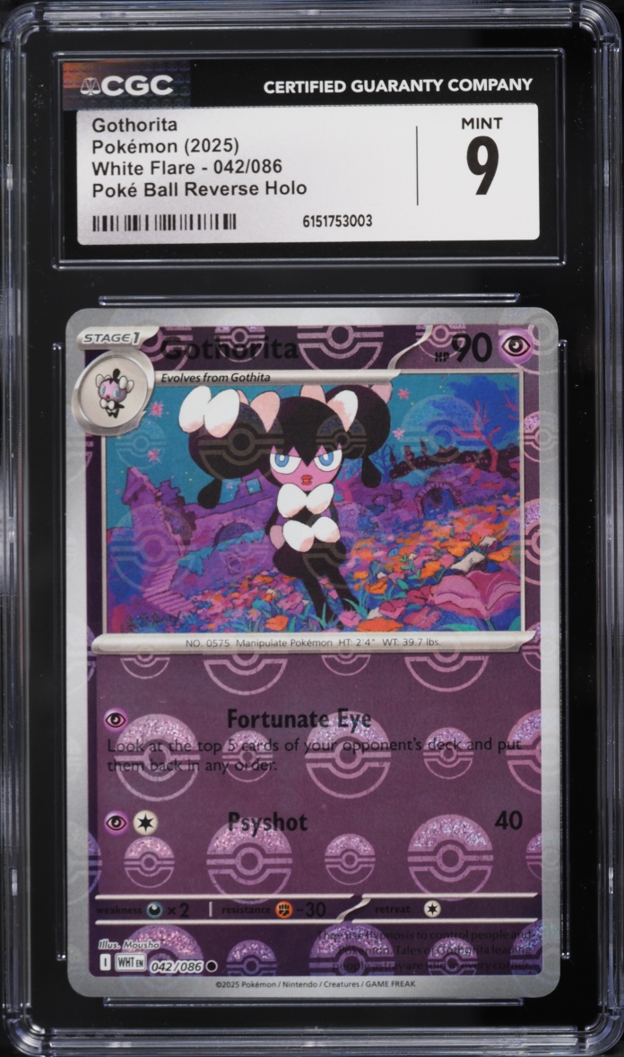 2025 Pokemon Scarlet & Violet White Flare Poke Ball Reverse Holo Gothorita #042 CGC 9 MINT