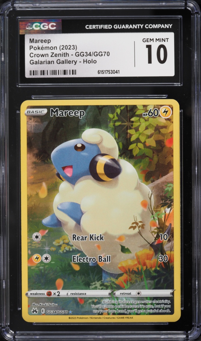 2023 Pokemon Sword & Shield Crown Zenith Galarian Gallery Full Art Mareep #GG34 CGC 10 GEM MINT