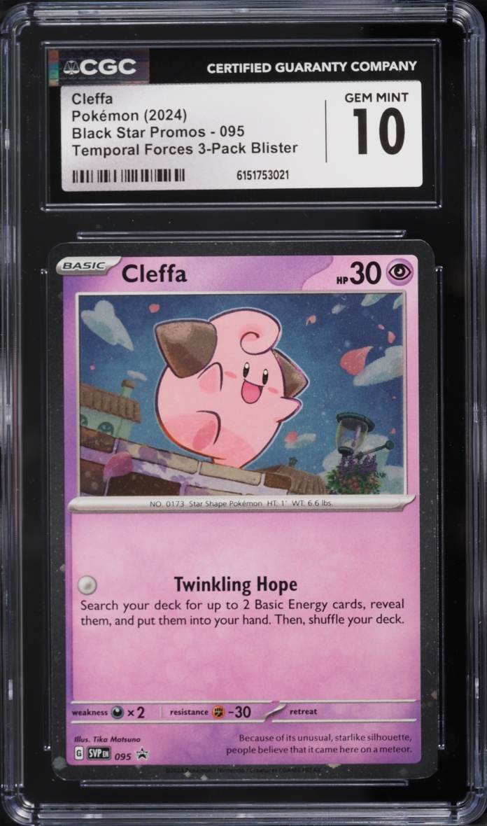 2024 Pokemon Scarlet & Violet Promo Temporal Forces Cleffa #95 CGC 10 GEM MINT