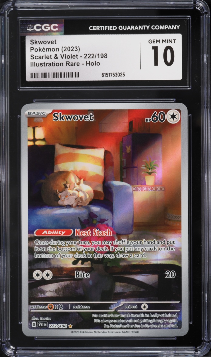 2023 Pokemon Scarlet & Violet IR Skwovet #222 CGC 10 GEM MINT