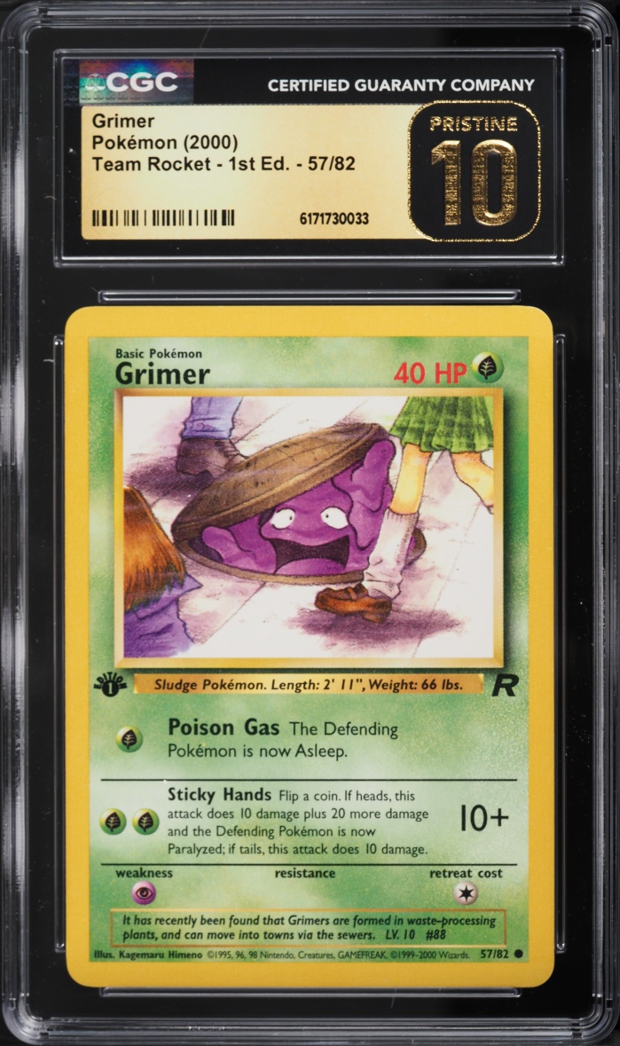 2000 Pokemon Team Rocket 1st Edition Grimer #57 CGC 10 PRISTINE