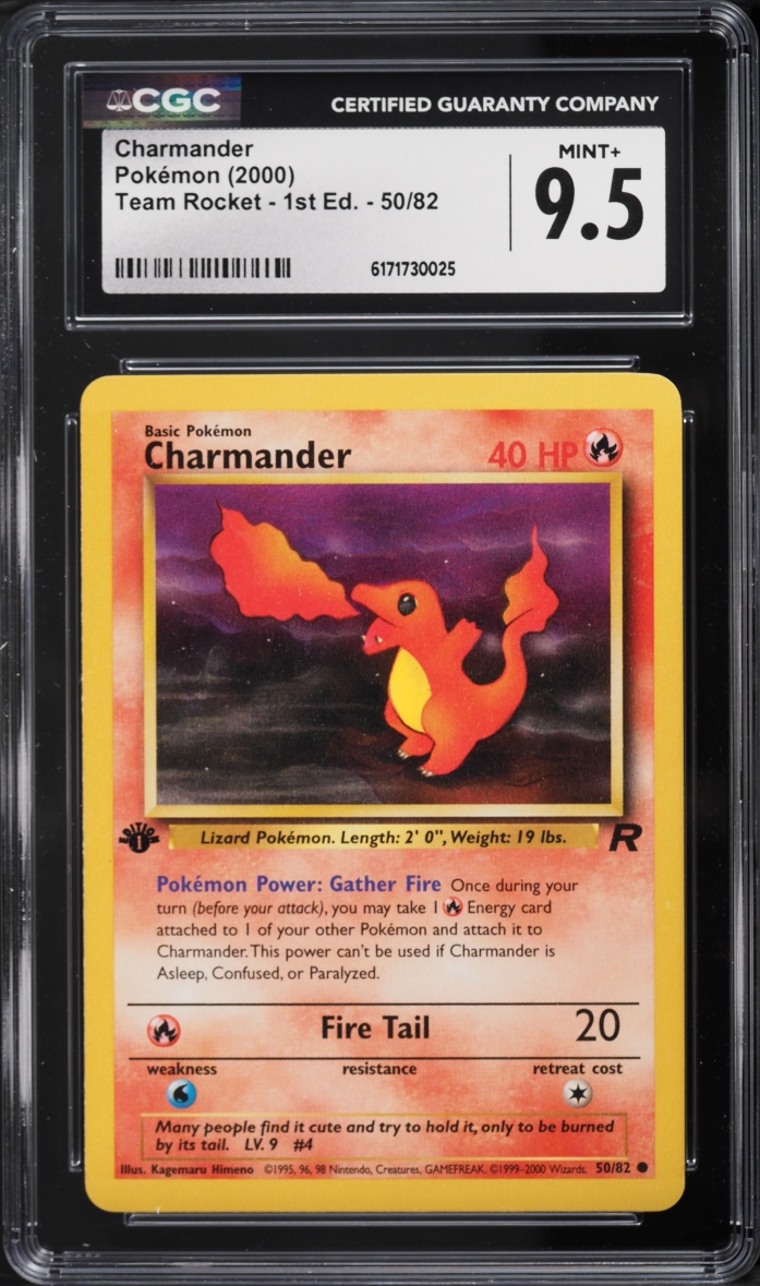 2000 Pokemon Team Rocket 1st Edition Charmander #50 CGC 9.5 MINT+