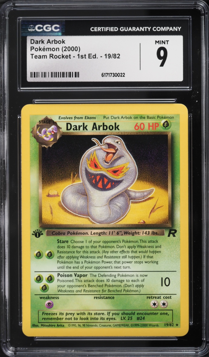 2000 Pokemon Team Rocket 1st Edition Dark Arbok #19 CGC 9 MINT